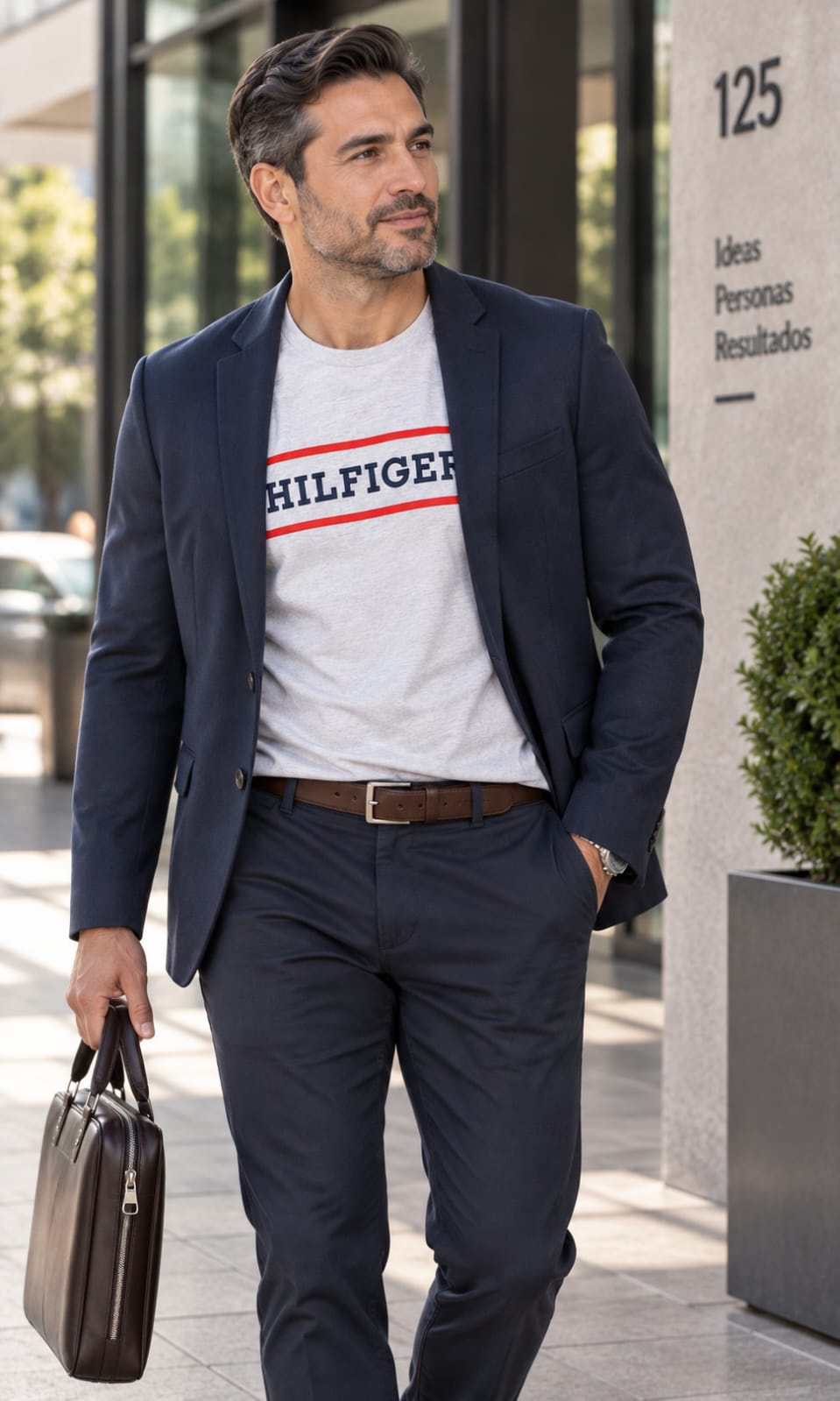 Playera para Hombre Gris Cuello Redondo Tommy Hilfiger