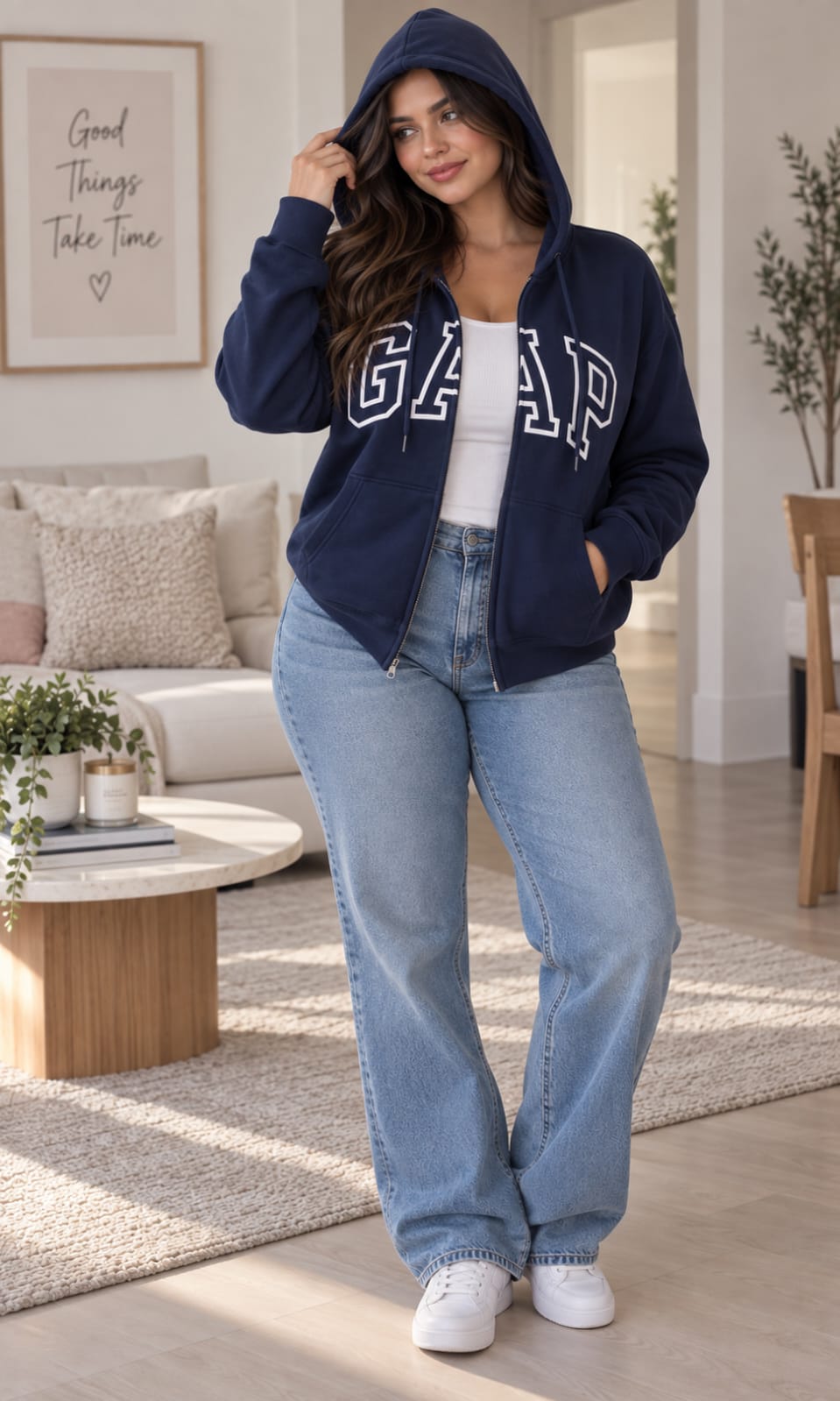 Sudadera GAP para Dama Azul Marino con Capucha y Cierre