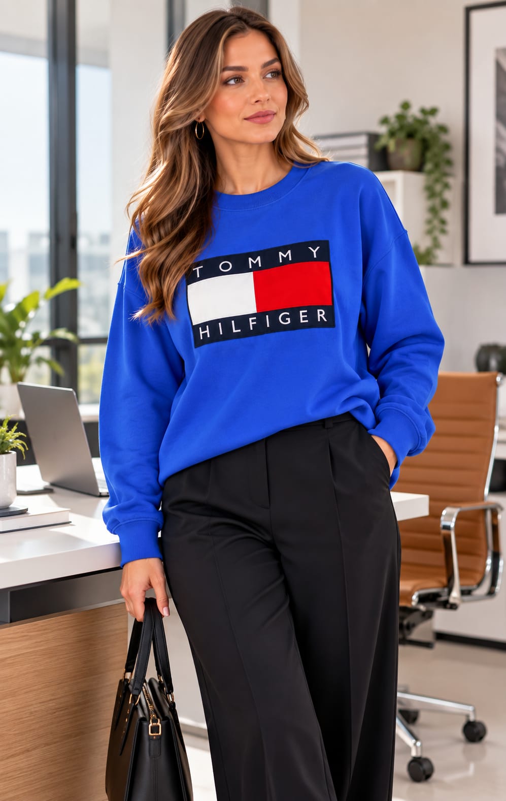 Sudadera para Mujer Azul con Diseño Frontal Tommy Hilfiger