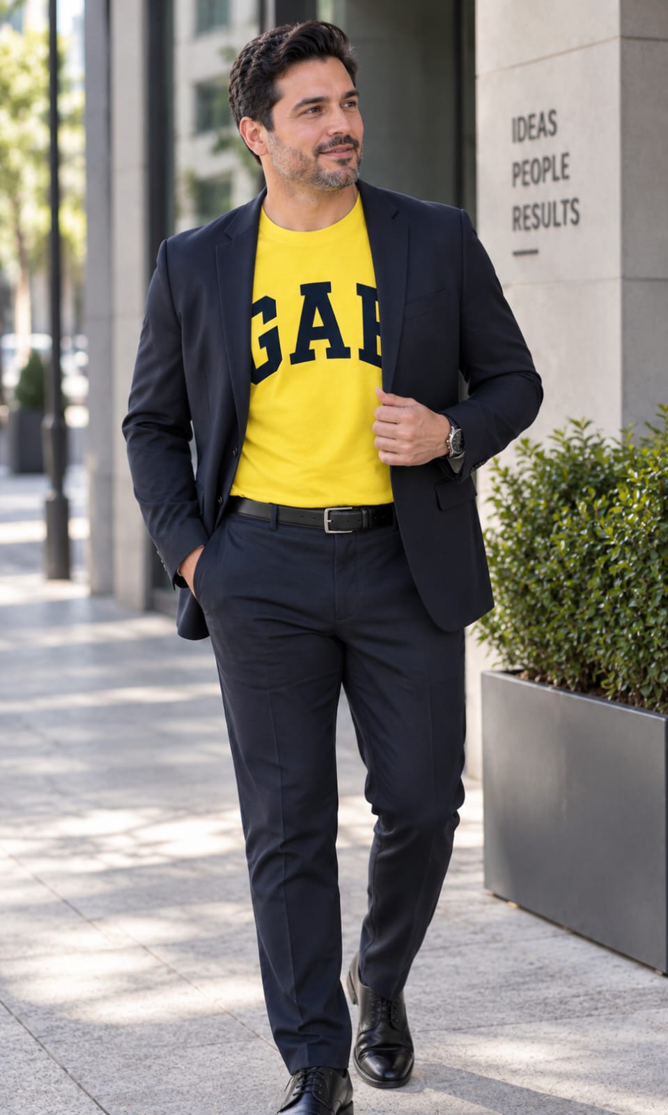 Playera GAP para Hombre Amarilla con Logo Negro Cuello Redondo