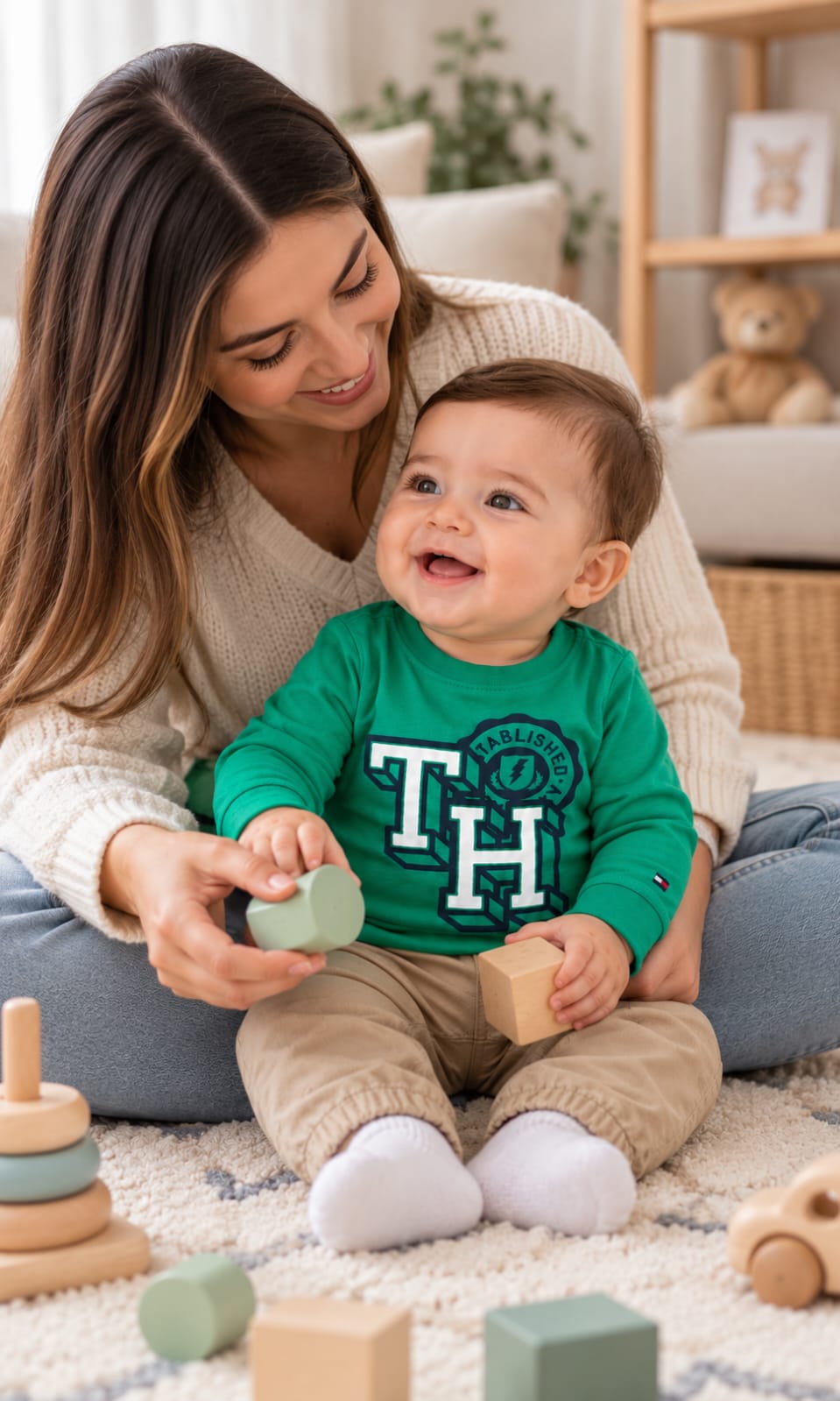 Playera Tommy Hilfiger para bebé 6-9 meses color verde