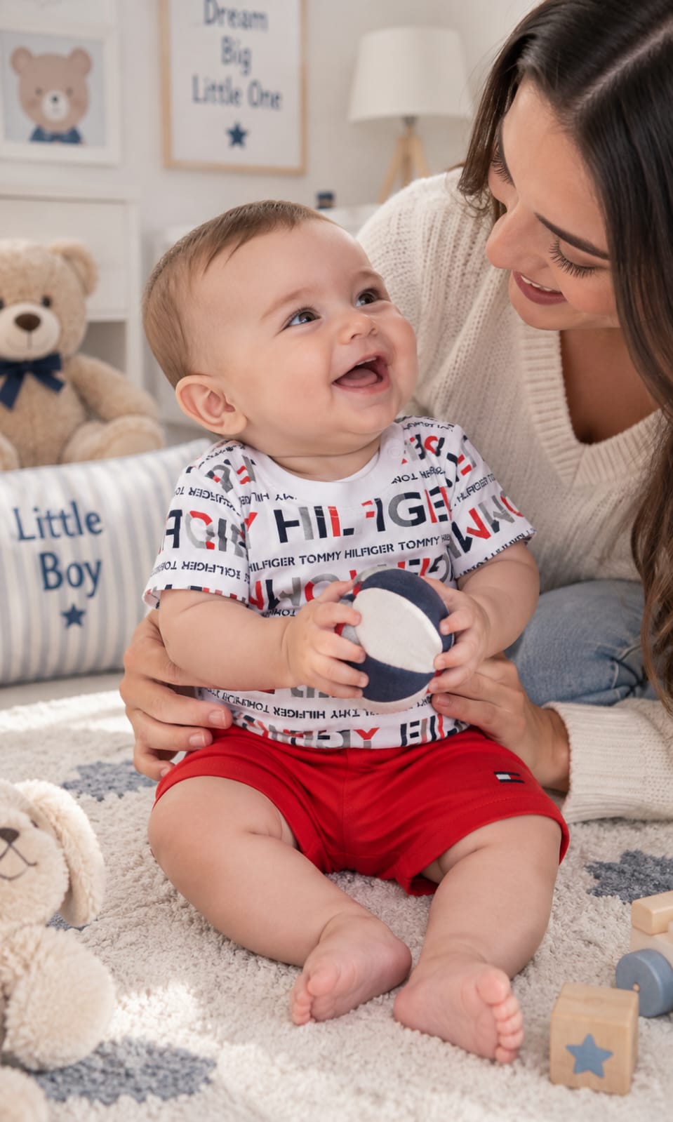 Conjunto de 3 Piezas Pañalero Playera Short para Bebé Meses Tommy Hilfiger
