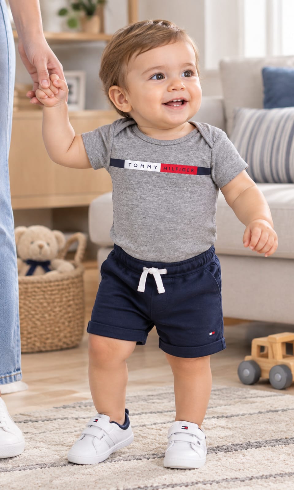 Pack de 4 Pañaleros Tommy Hilfiger para Bebé de 12 Meses en Blanco, Gris, Multicolor y Rojo