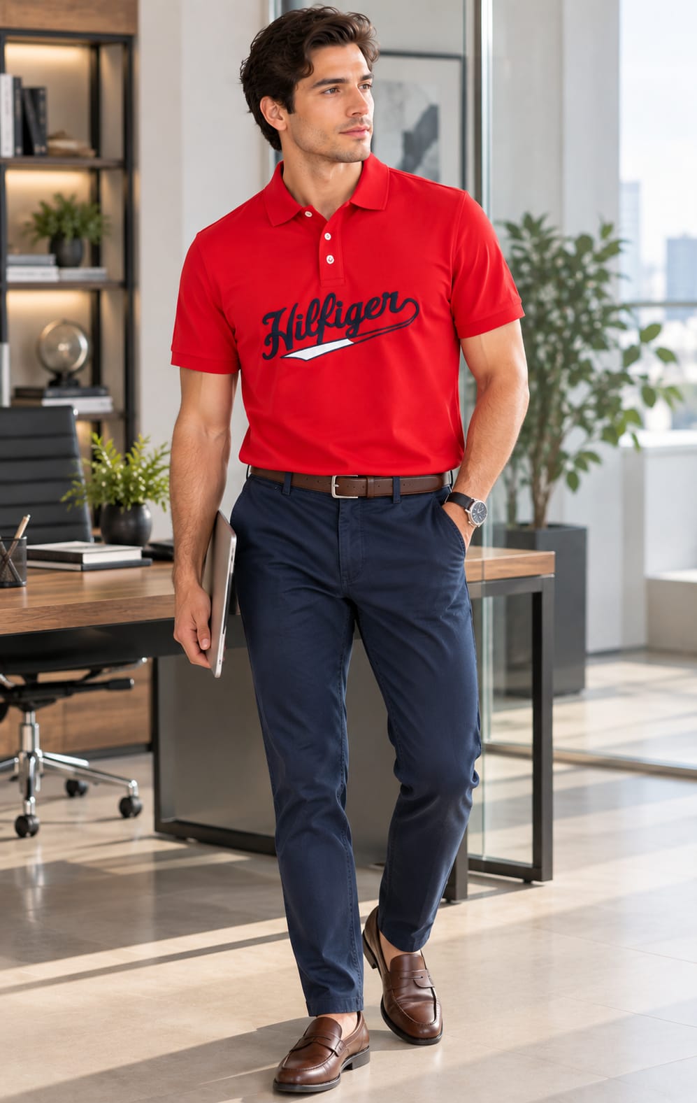 Playera para Hombre Roja con Diseño Gráfico al Frente Tommy Hilfiger