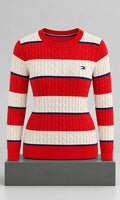 Suéter para Mujer Rojo con Tejido Trenzado Tommy Hilfiger