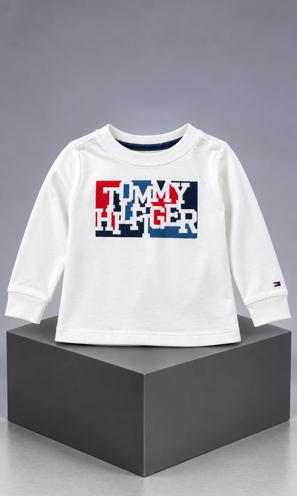 Playera Tommy Hilfiger para bebé 3-6 meses color blanco Manga Larga