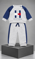 Conjunto Tommy Hilfiger de pants y sudadera para bebé 3-6 meses gris y azul marino