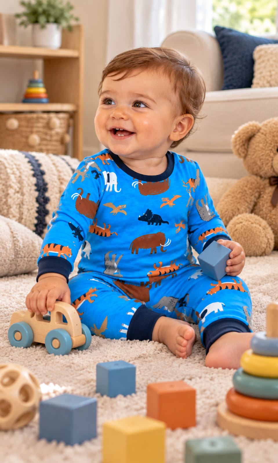 Set de 2 Pijamas Carter's para Bebé de 12 Meses en Azul, Gris y Azul Marino