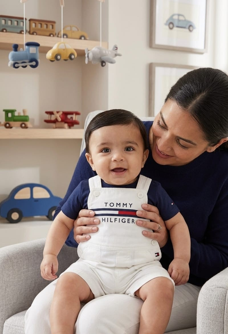 Conjunto Tommy Hilfiger para Niño 3 a 6 Meses Playera y Overol