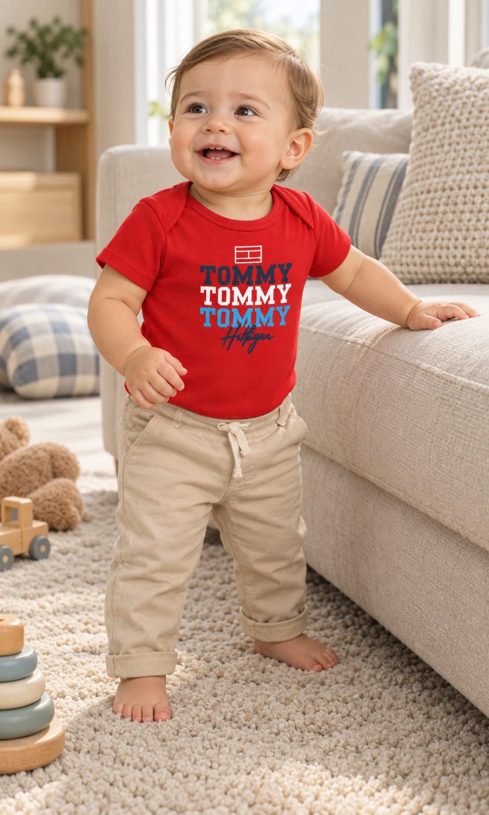 Pack de 4 Pañaleros Tommy Hilfiger para Bebé de 12 Meses en Blanco, Gris, Multicolor y Rojo