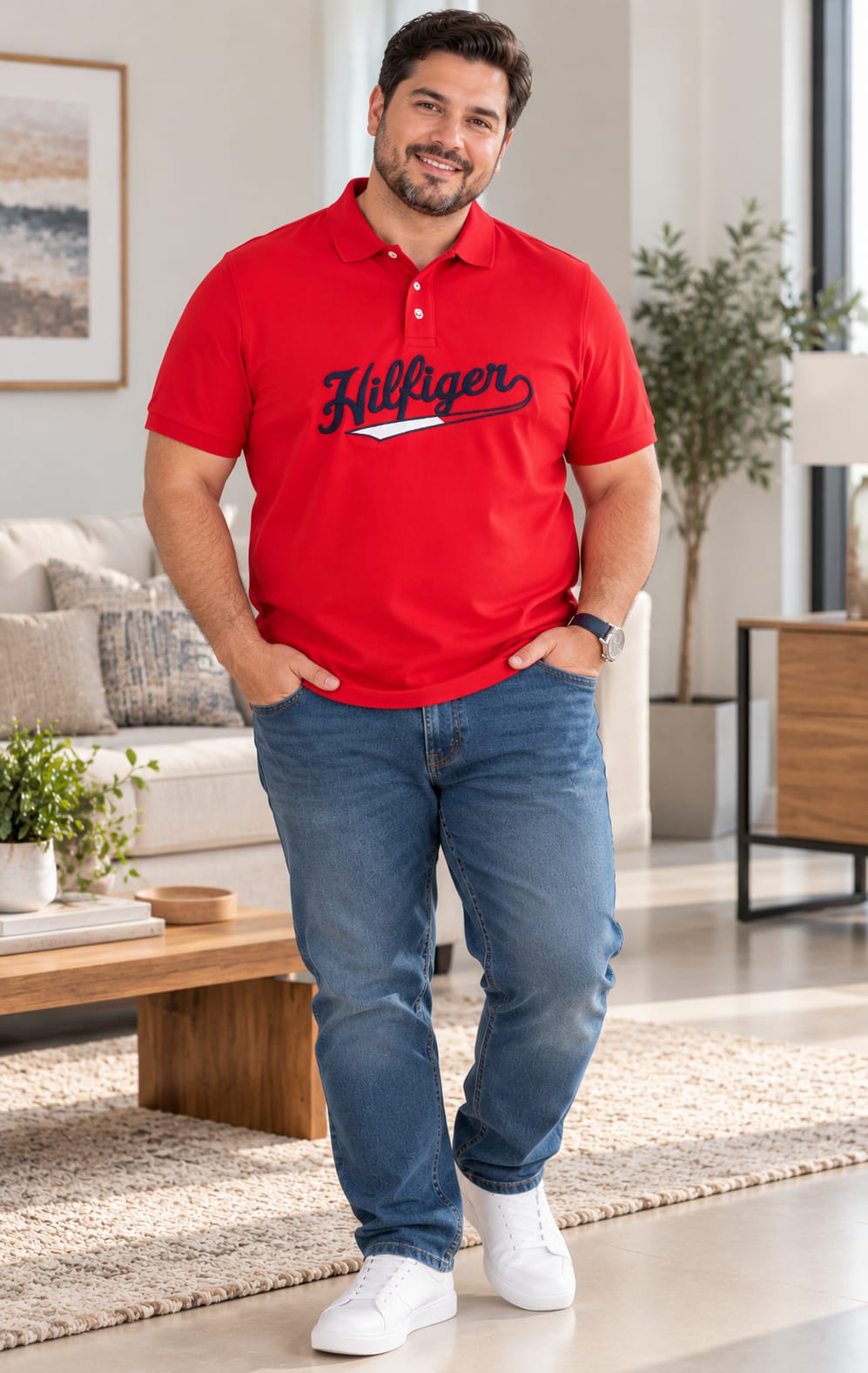Playera para Hombre Roja con Diseño Gráfico al Frente Tommy Hilfiger
