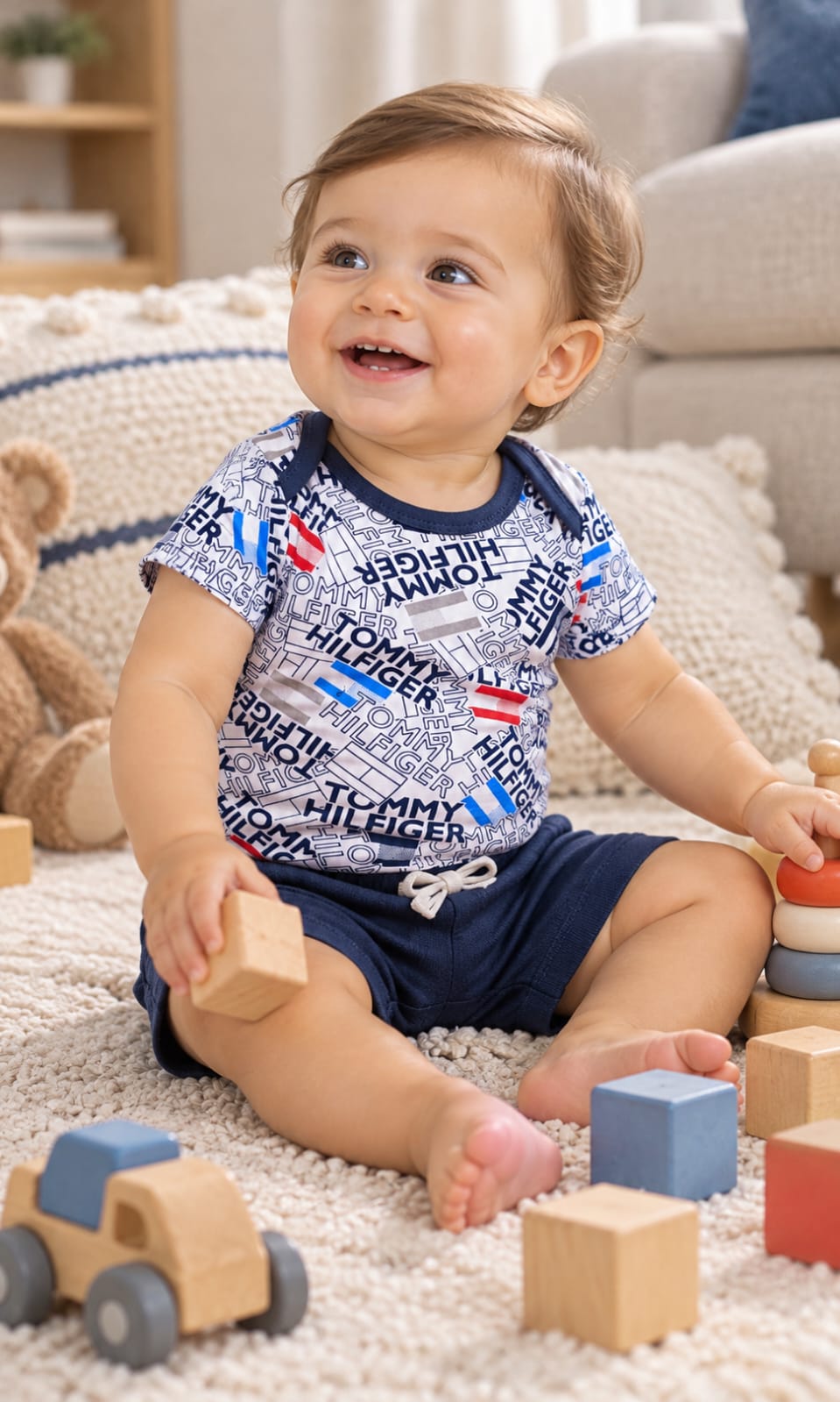 Pack de 4 Pañaleros Tommy Hilfiger para Bebé de 12 Meses en Blanco, Gris, Multicolor y Rojo