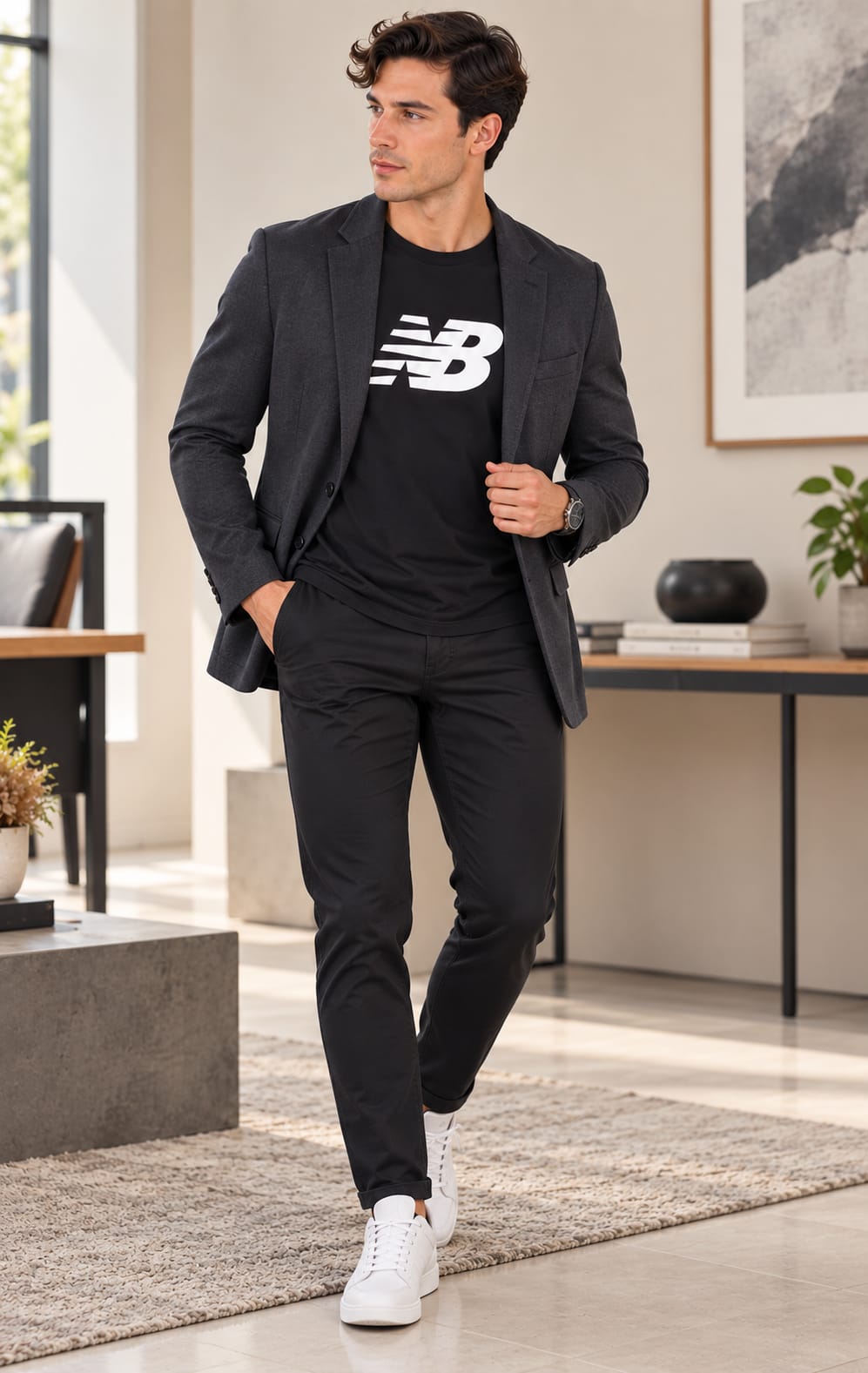Playera New Balance para Hombre Negra de Manga Corta
