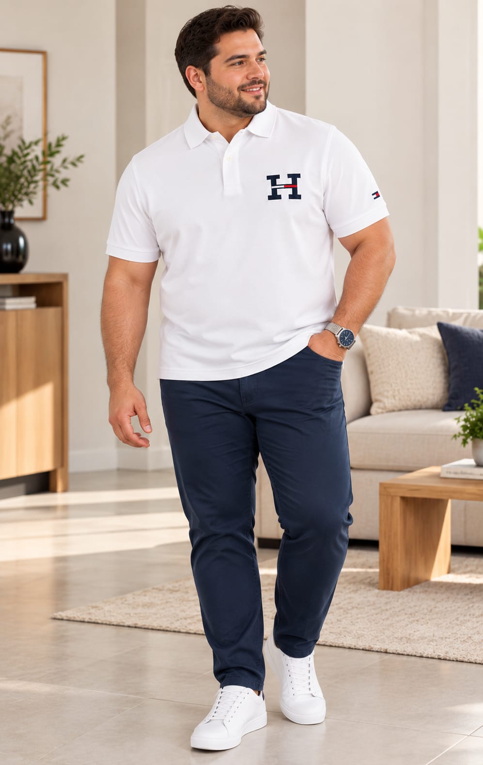 Playera para Hombre Blanca con Detalle de Inicial Tommy Hilfiger