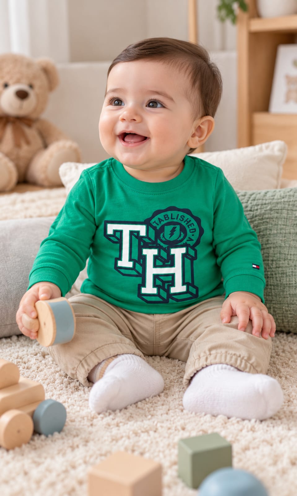 Playera Tommy Hilfiger para bebé 6-9 meses color verde