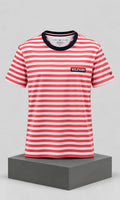 Playera de Hombre a Rayas Coral y Blanco Tommy Hilfiger