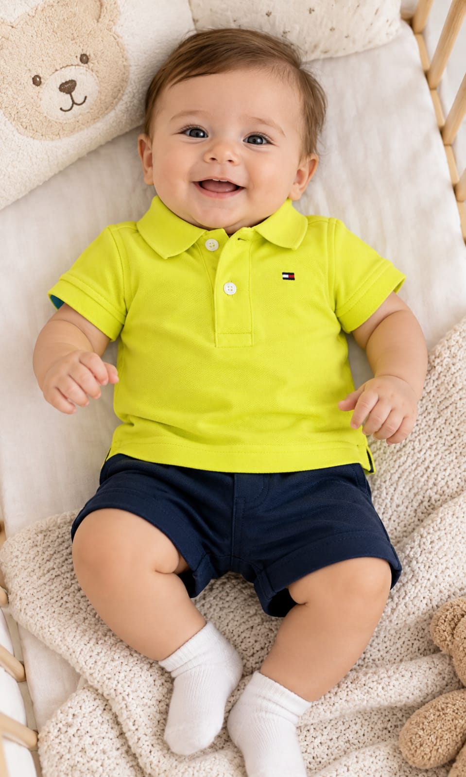 Playera Tommy Hilfiger para bebé 3-6 meses color amarillo neón