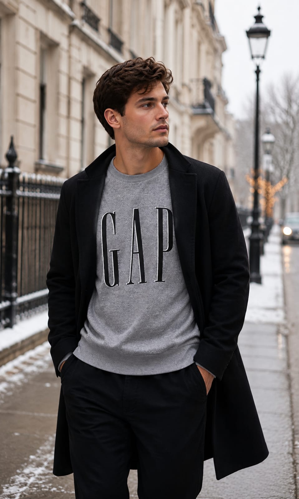 Sudadera GAP Para Hombre Color Gris Cuello Redondo Sin Gorro