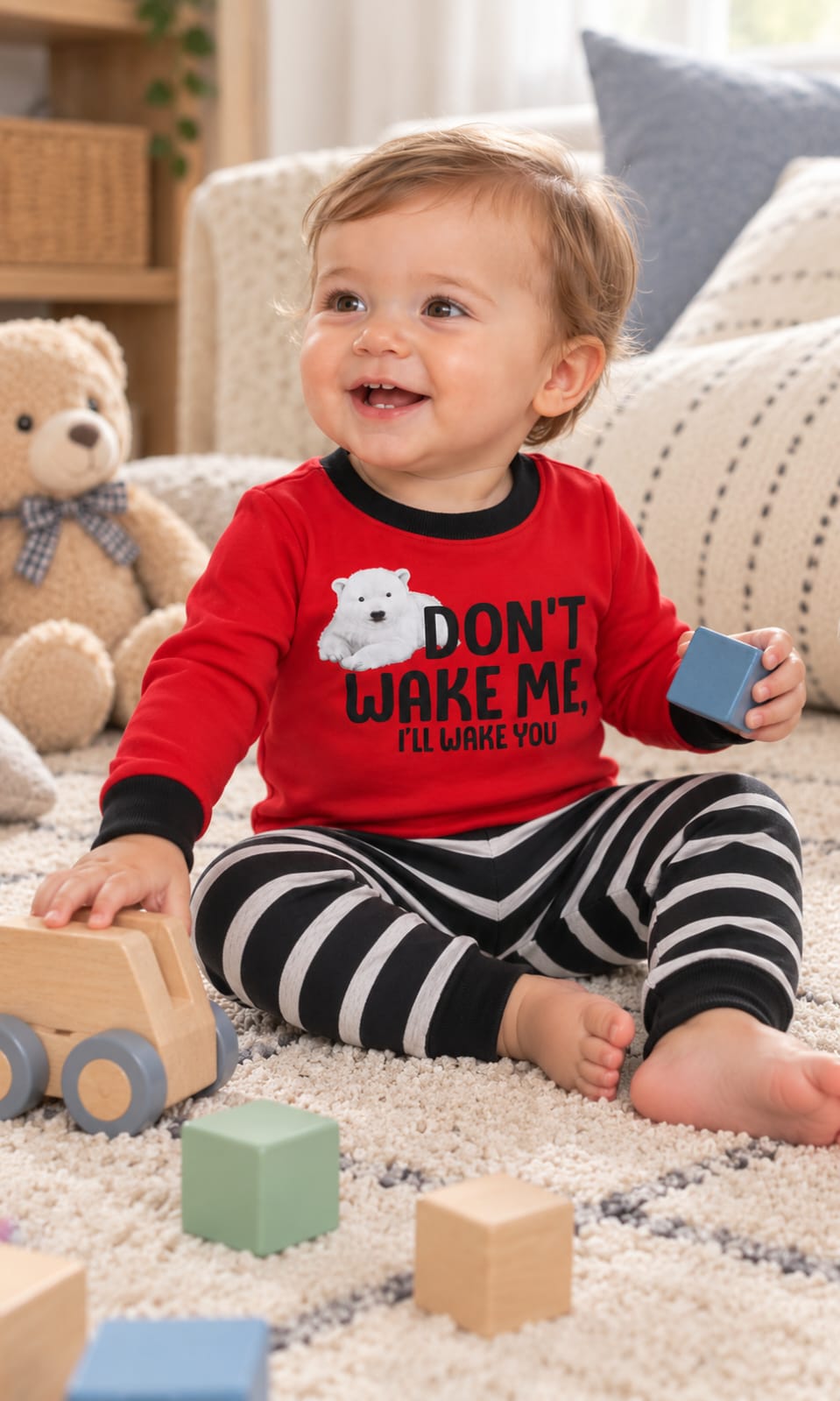 Set de 2 Pijamas para Bebé Carters de 12 Meses en Gris, Negro y Rojo