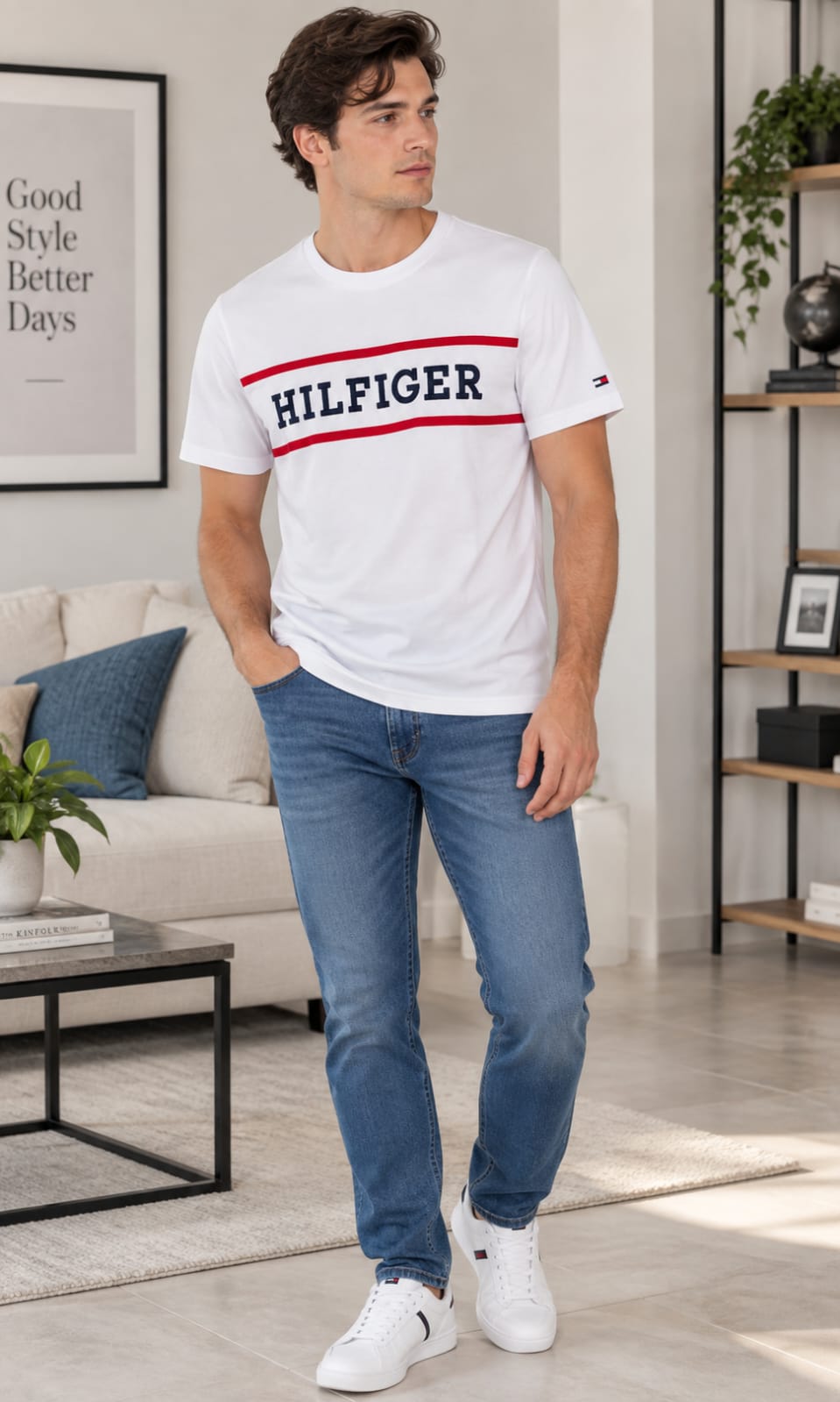Playera para Hombre Blanca Cuello Redondo Manga Corta Tommy Hilfiger