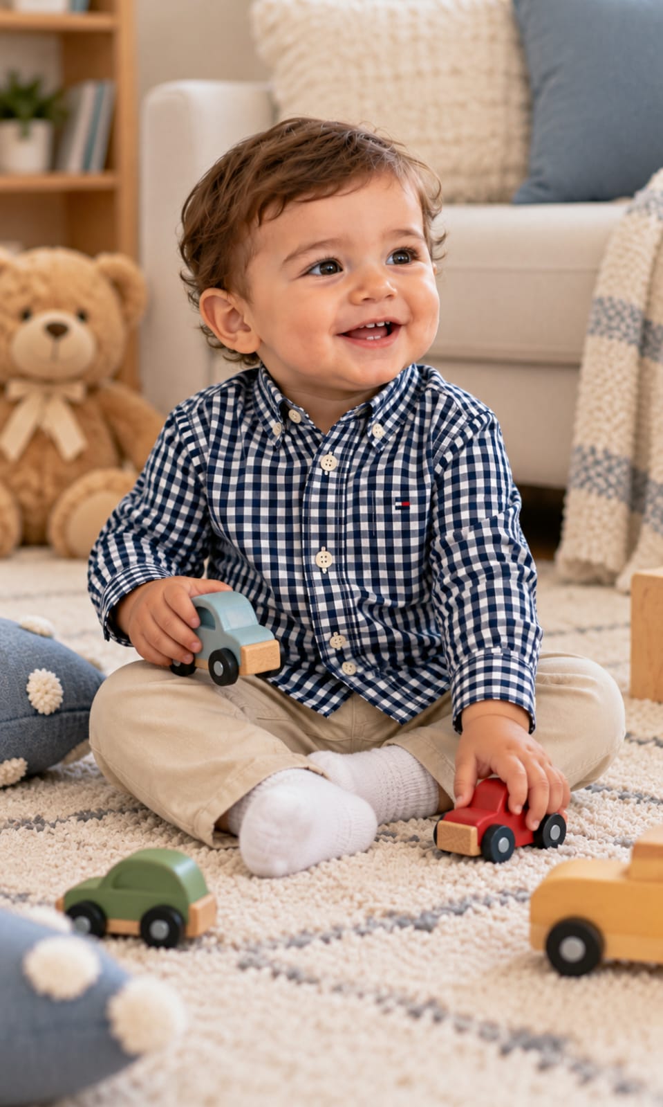 Camisa de manga larga para bebé de 12 meses en negro y blanco – Tommy Hilfiger