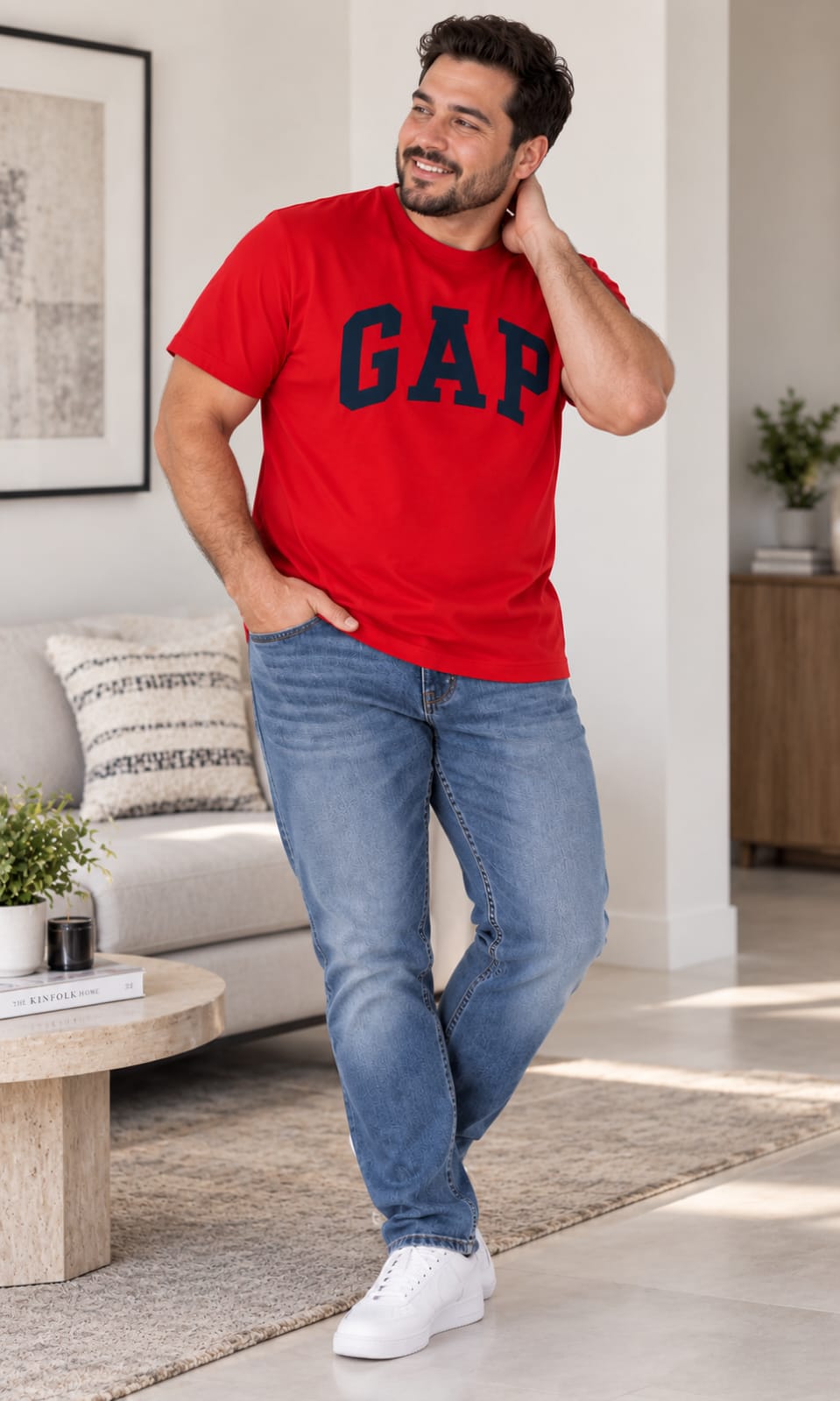 Playera GAP para Hombre Roja con Logo Cuello Redondo