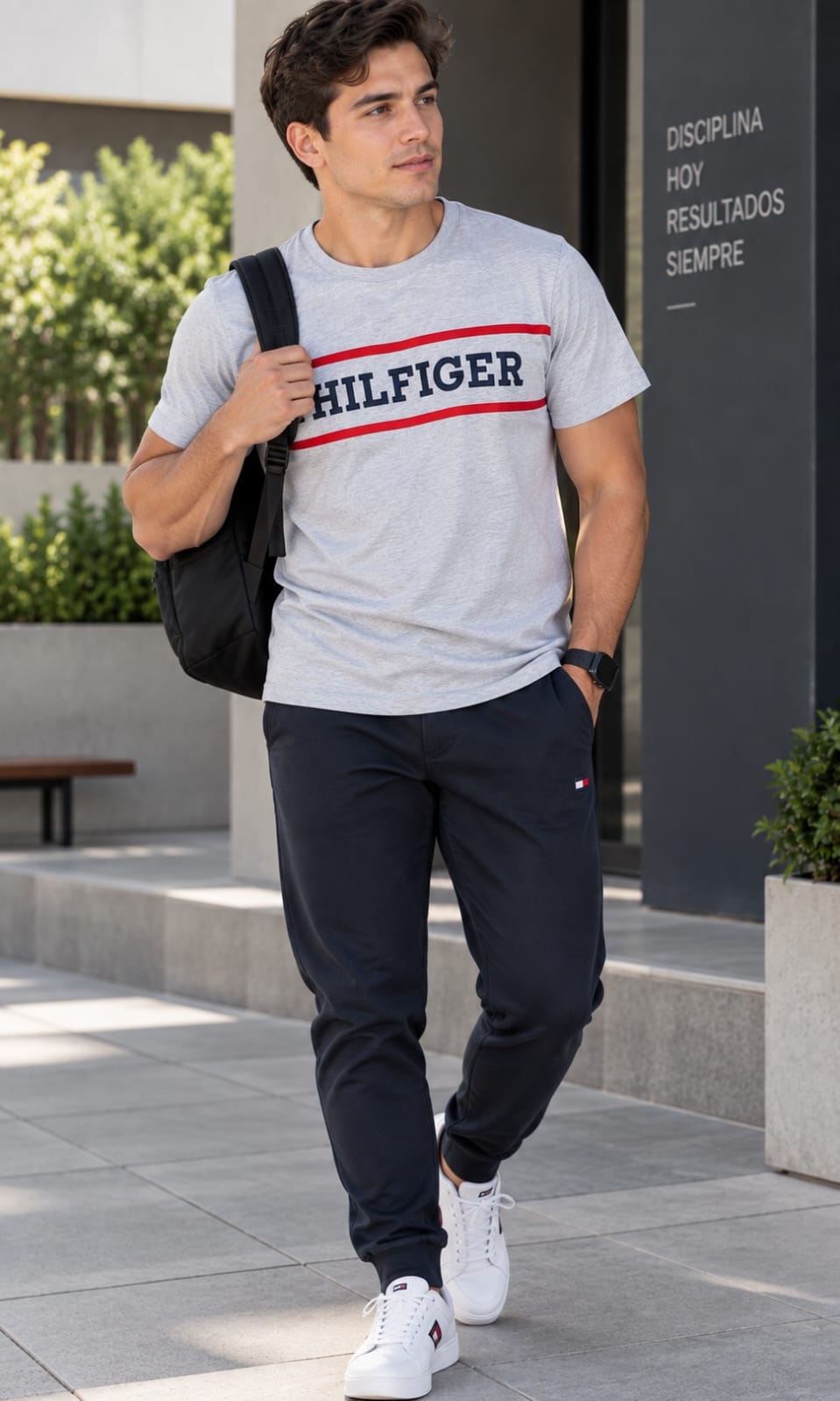 Playera para Hombre Gris Cuello Redondo Tommy Hilfiger