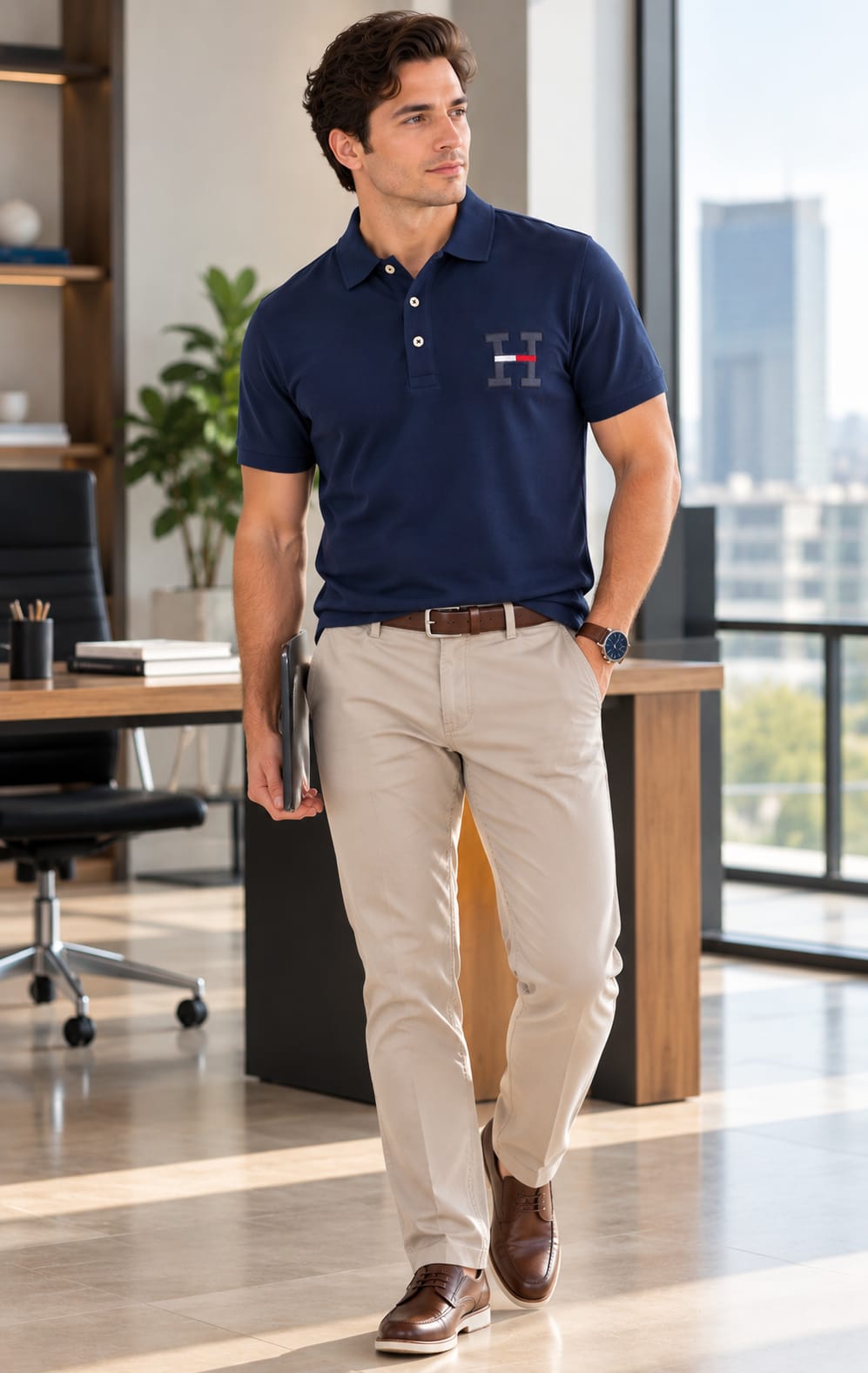 Playera para Hombre Azul Marino con Detalle de Inicial