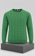 Suéter para Hombre Verde con Tejido Trenzado Tommy Hilfiger