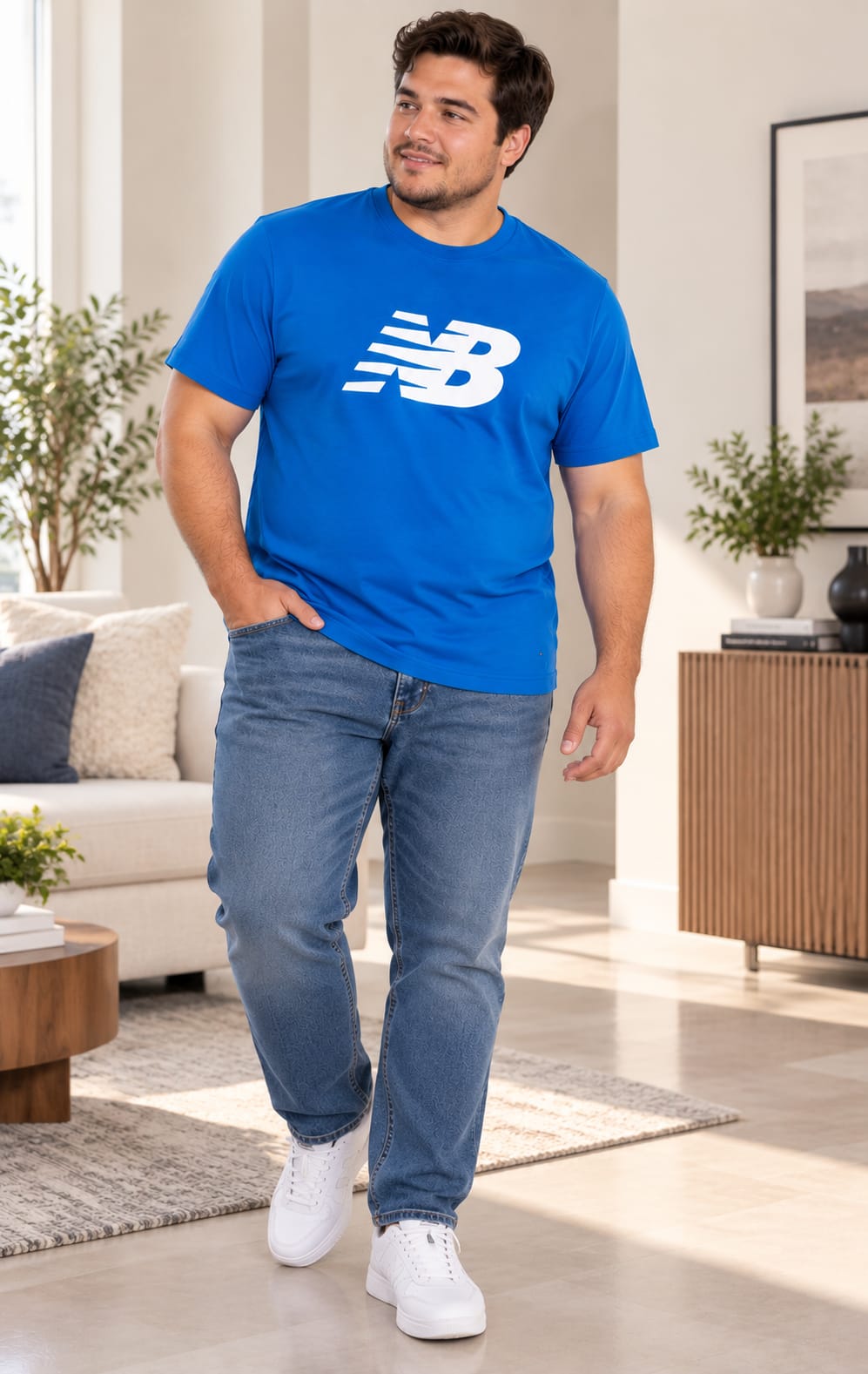 Playera New Balance para Hombre Azul de Manga Corta