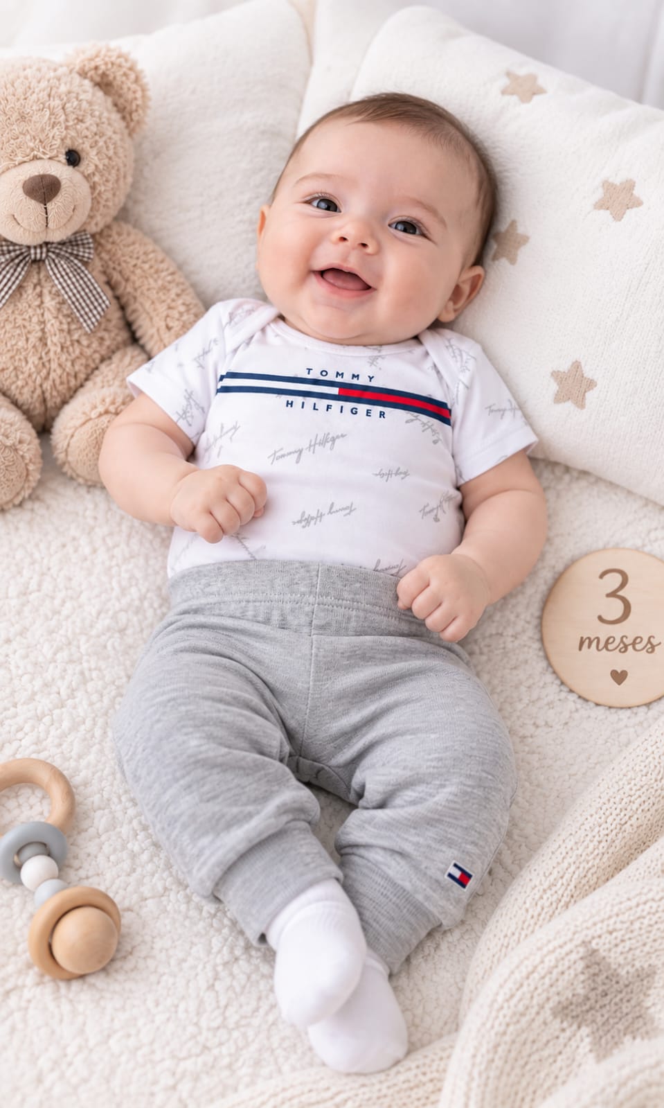 Conjunto Tommy Hilfiger de 2 Pañaleros y Pants para Bebé 0 a 3 Meses