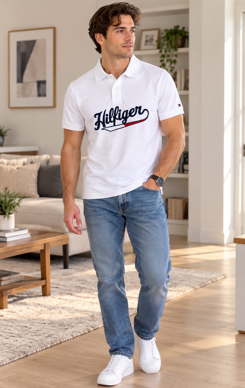 Playera para Hombre Blanca con Diseño Gráfico Frontal Tommy Hilfiger