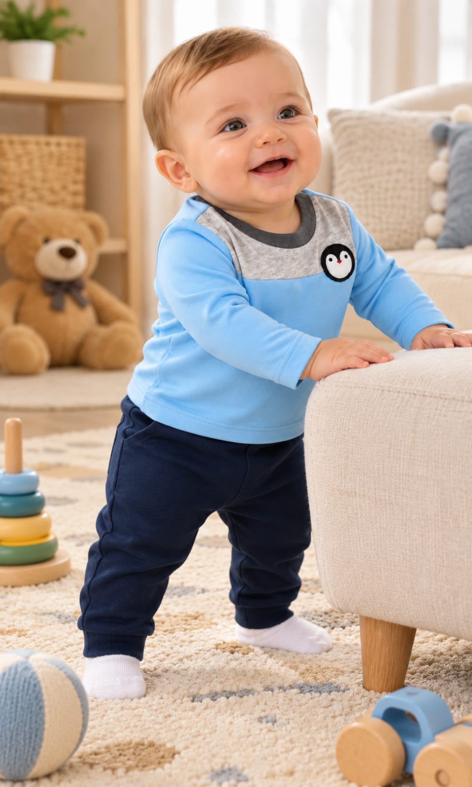 Playera First Impressions para bebé 6-9 meses color azul claro