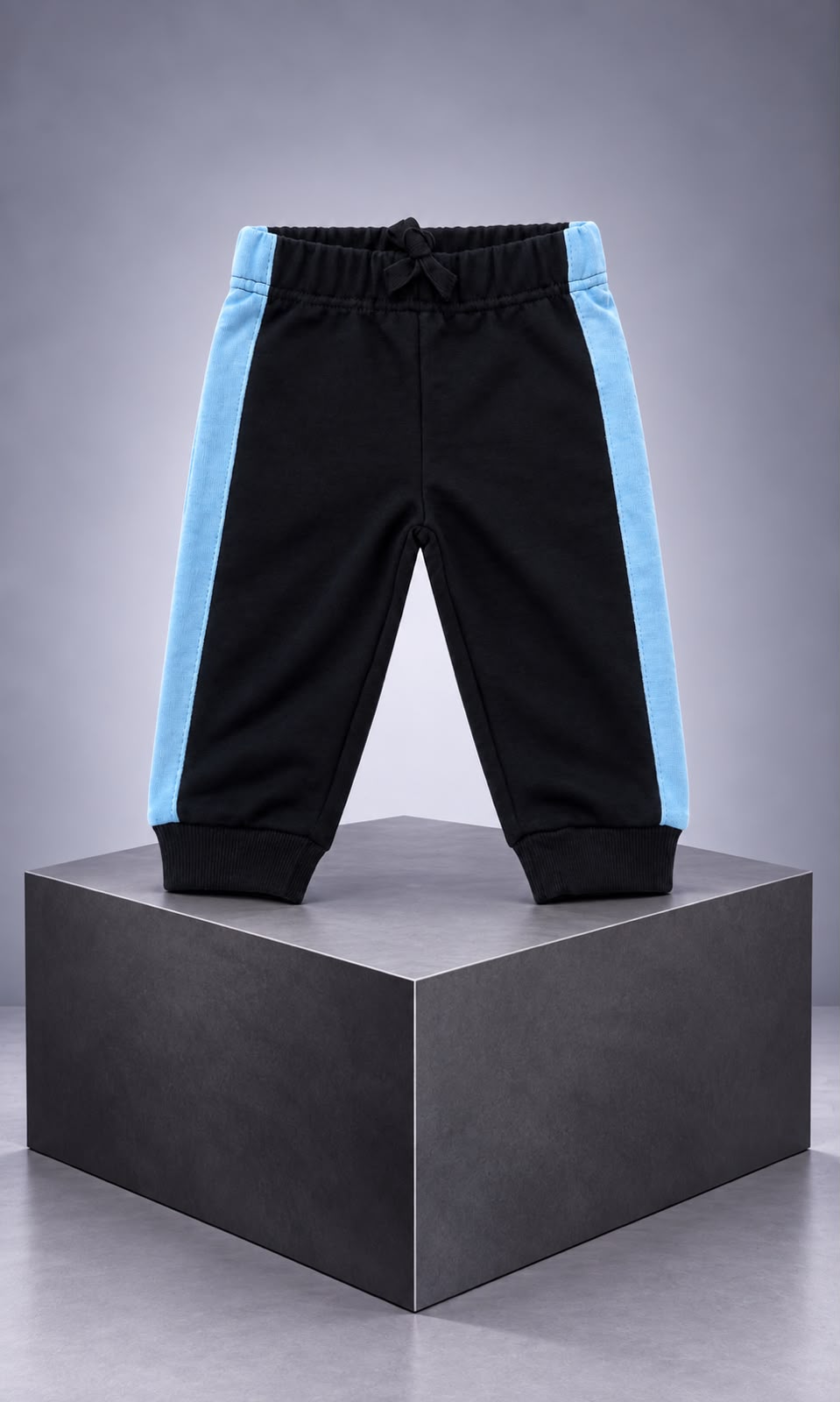 Pans para bebé 6-9 meses negro con azul claro