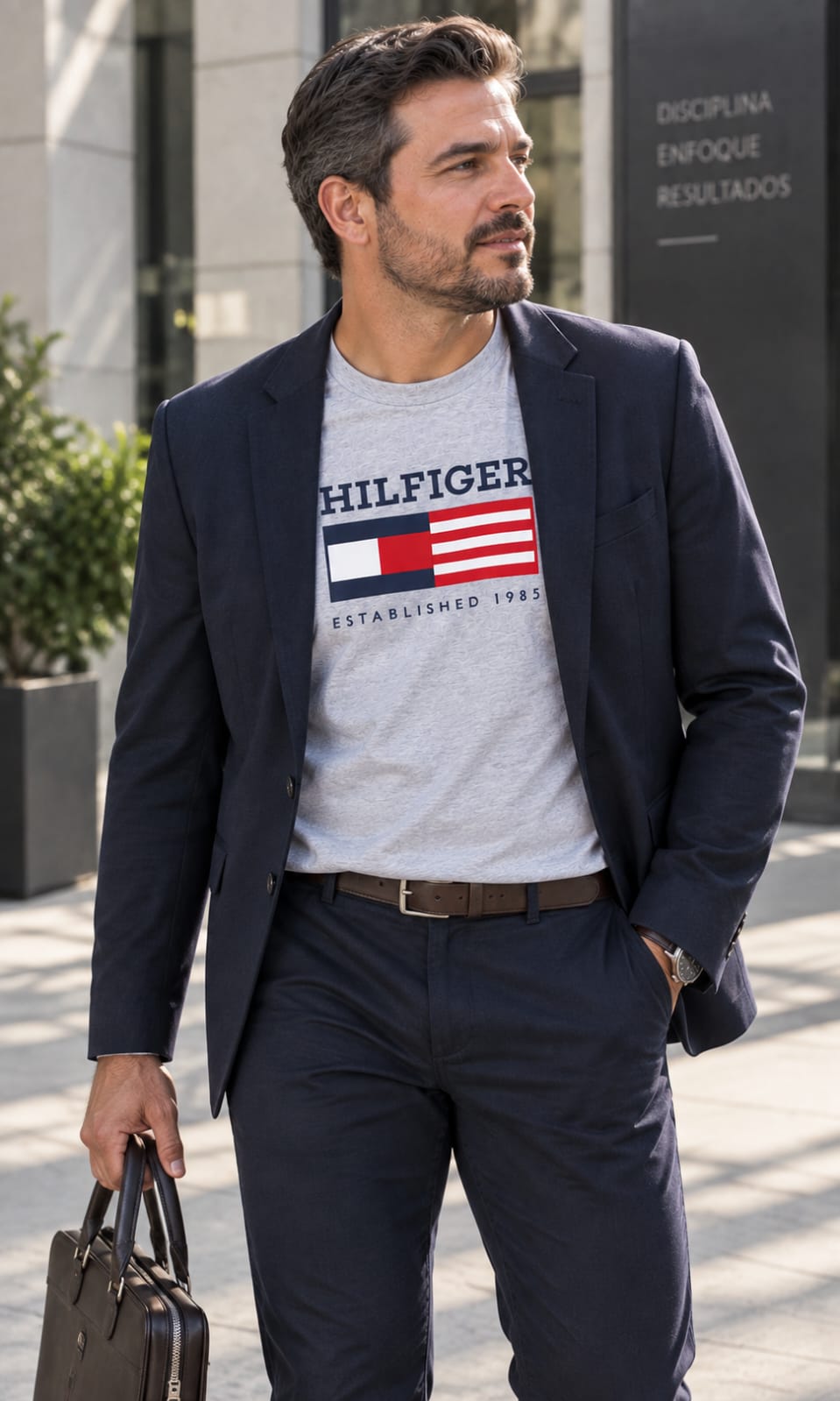 Playera para Hombre Gris de Cuello Redondo Tommy Hilfiger