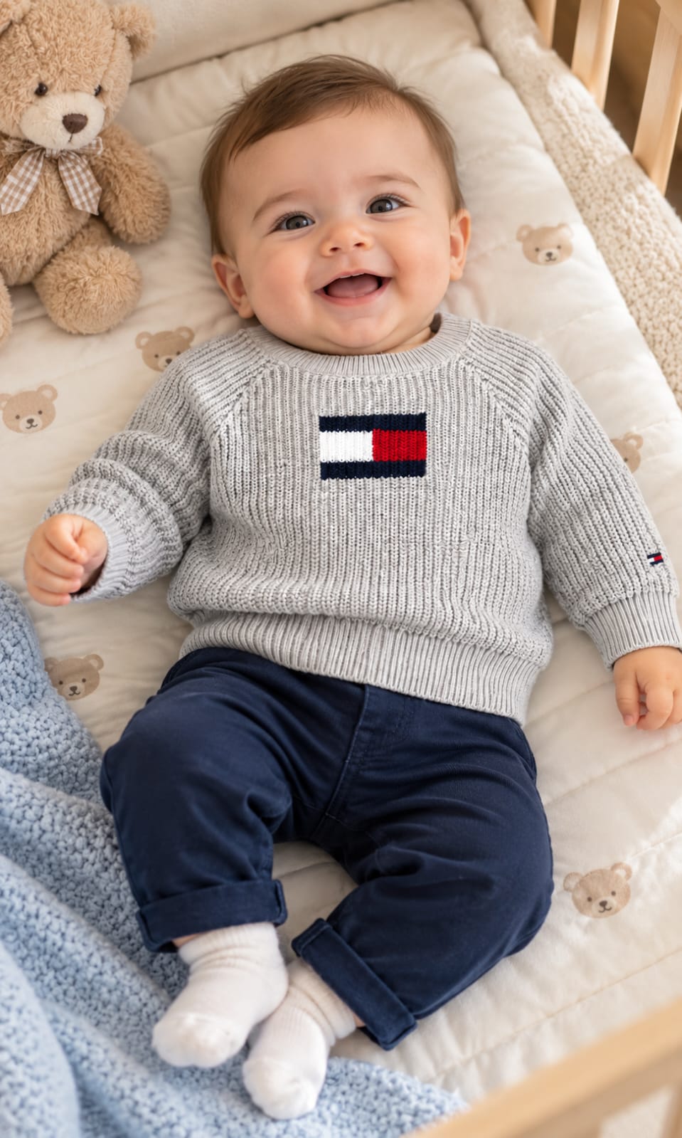 Suéter Tommy Hilfiger para bebé 3-6 meses color gris