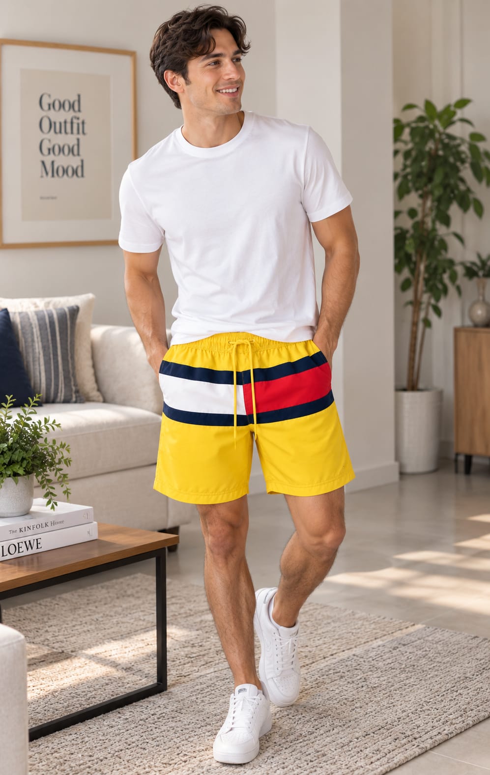 Traje de Baño para Hombre Amarillo con Cordón Ajustable Tommy Hilfiger