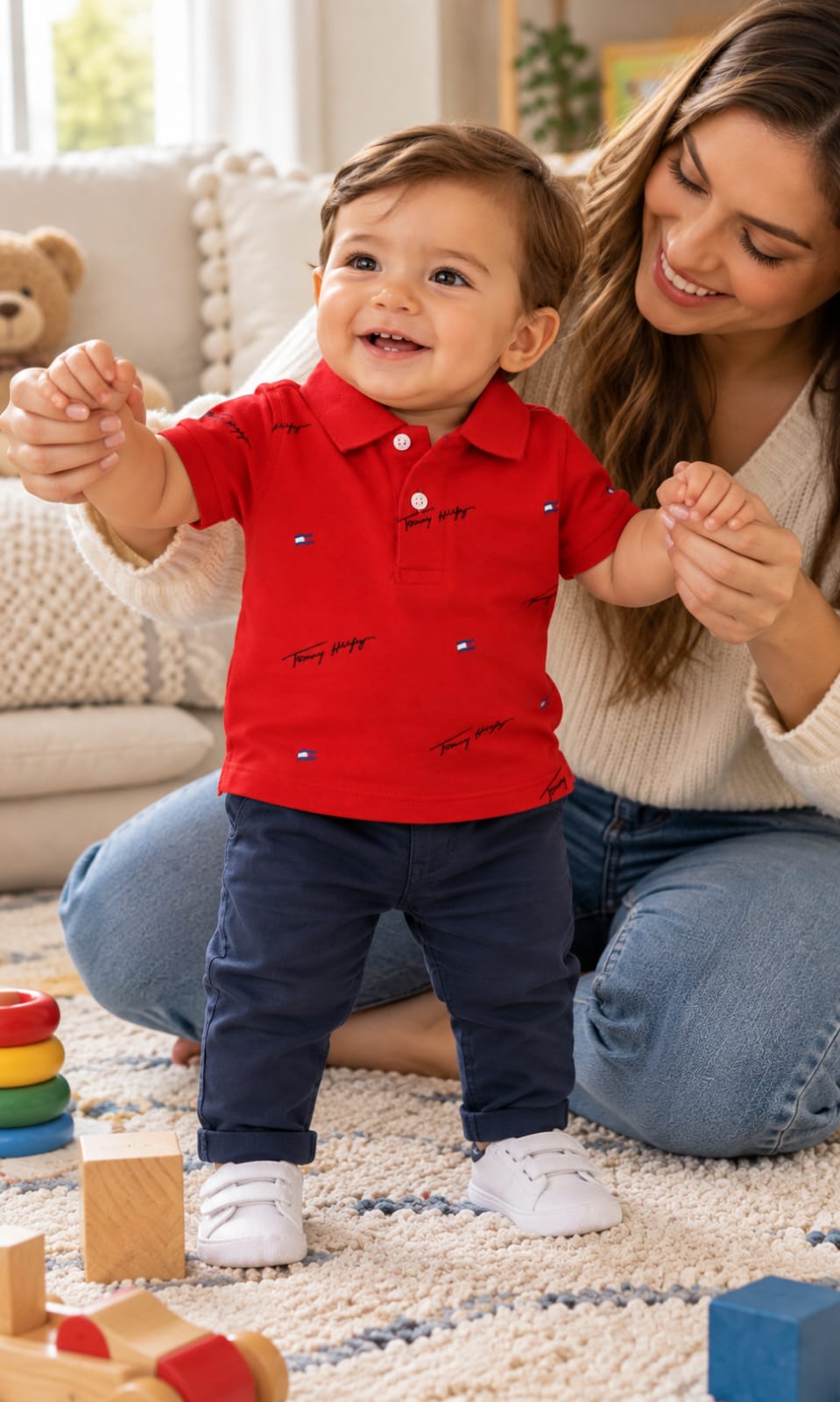 Playera de manga corta para bebé de 12 meses en rojo – Tommy Hilfiger