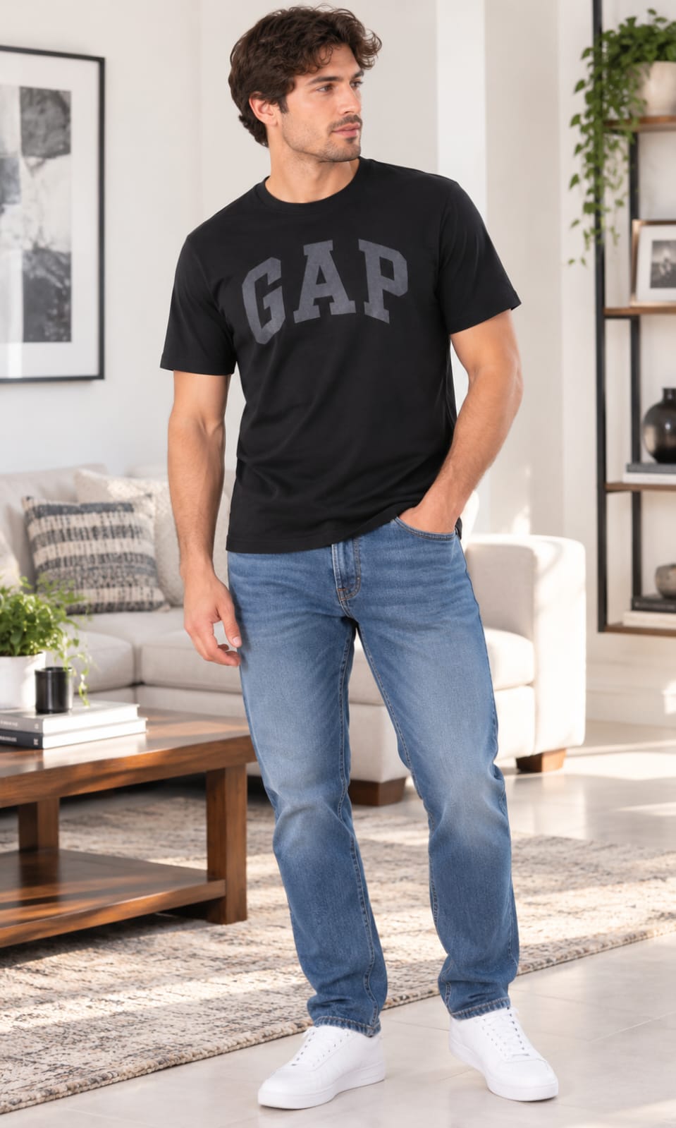 Playera GAP para Hombre Negra con Logo Cuello Redondo