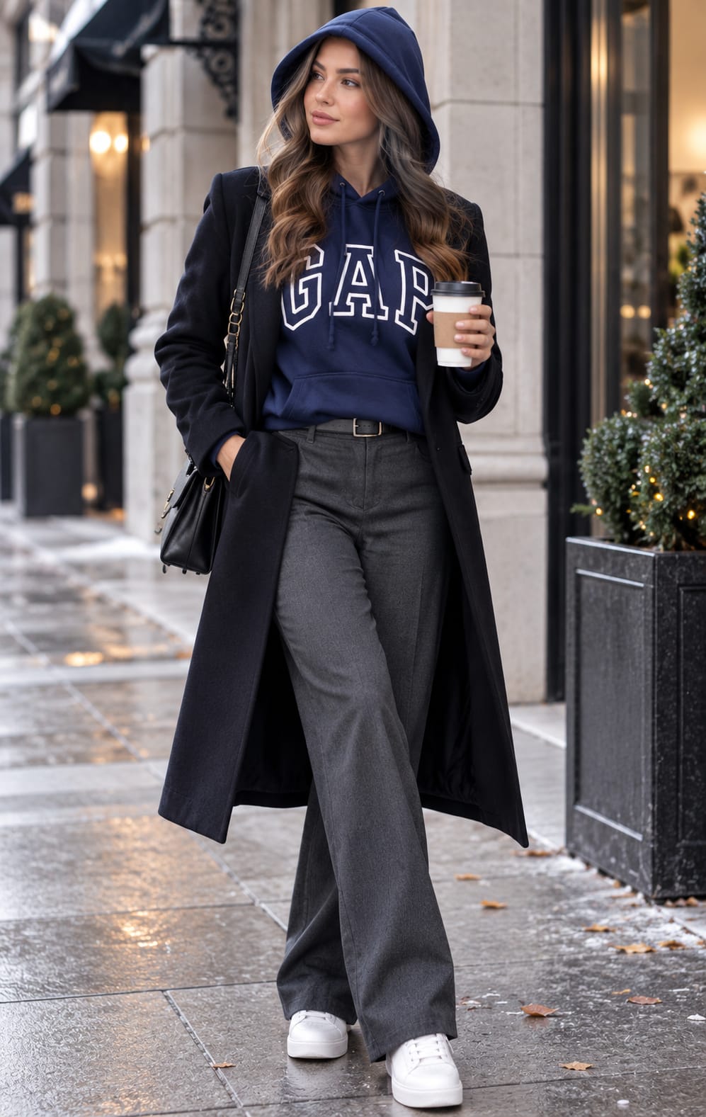 Sudadera GAP para Dama Azul Marino con Capucha y Bolsillo