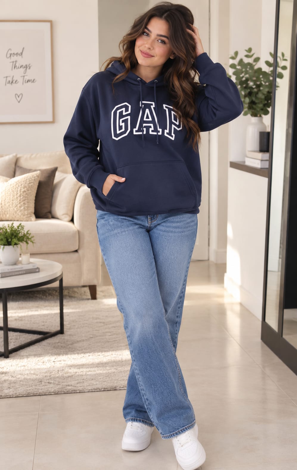 Sudadera GAP para Dama Azul Marino con Capucha y Bolsillo