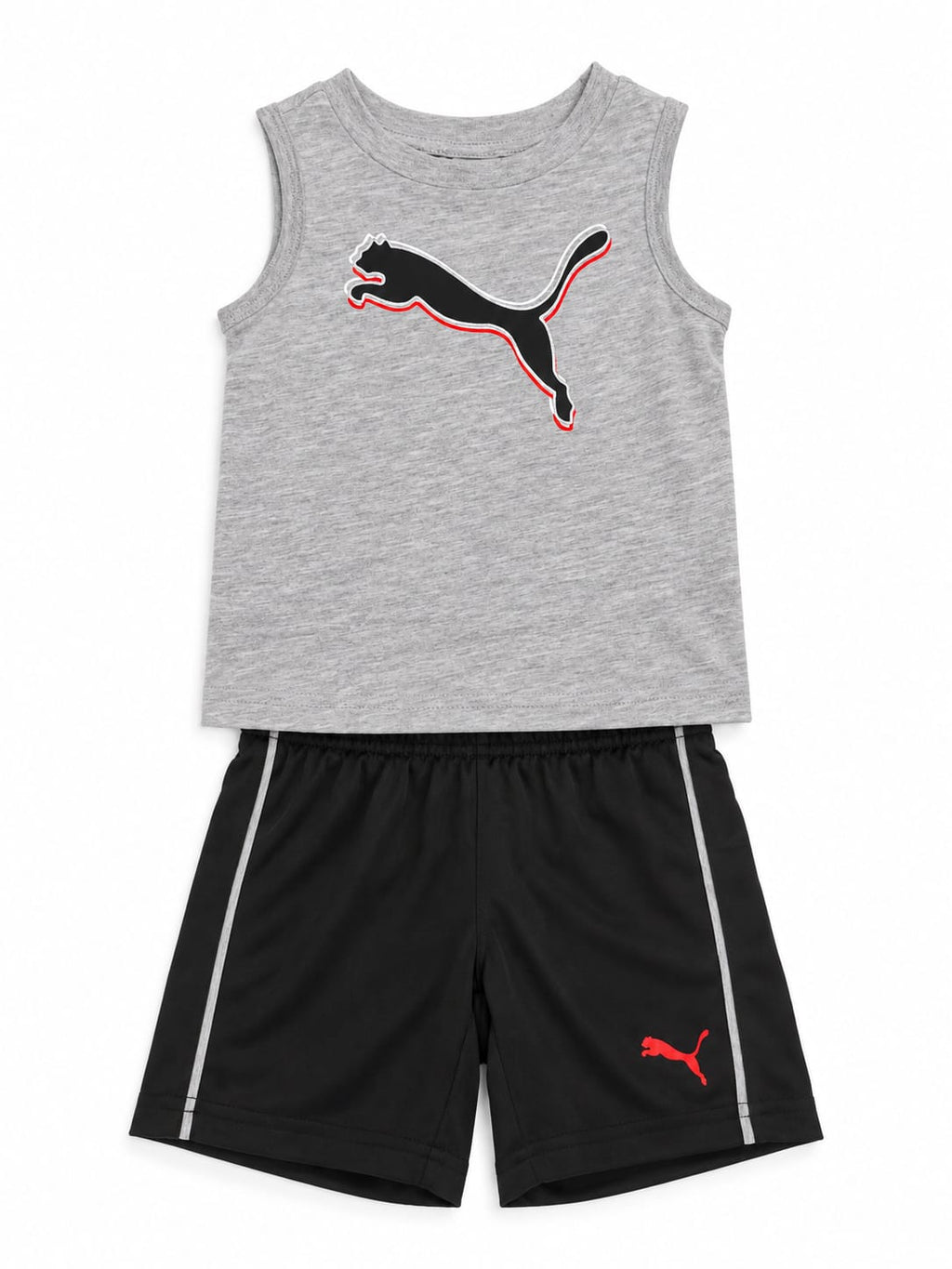 Conjunto para bebé de 12 meses con camiseta sin mangas y short gris y negro