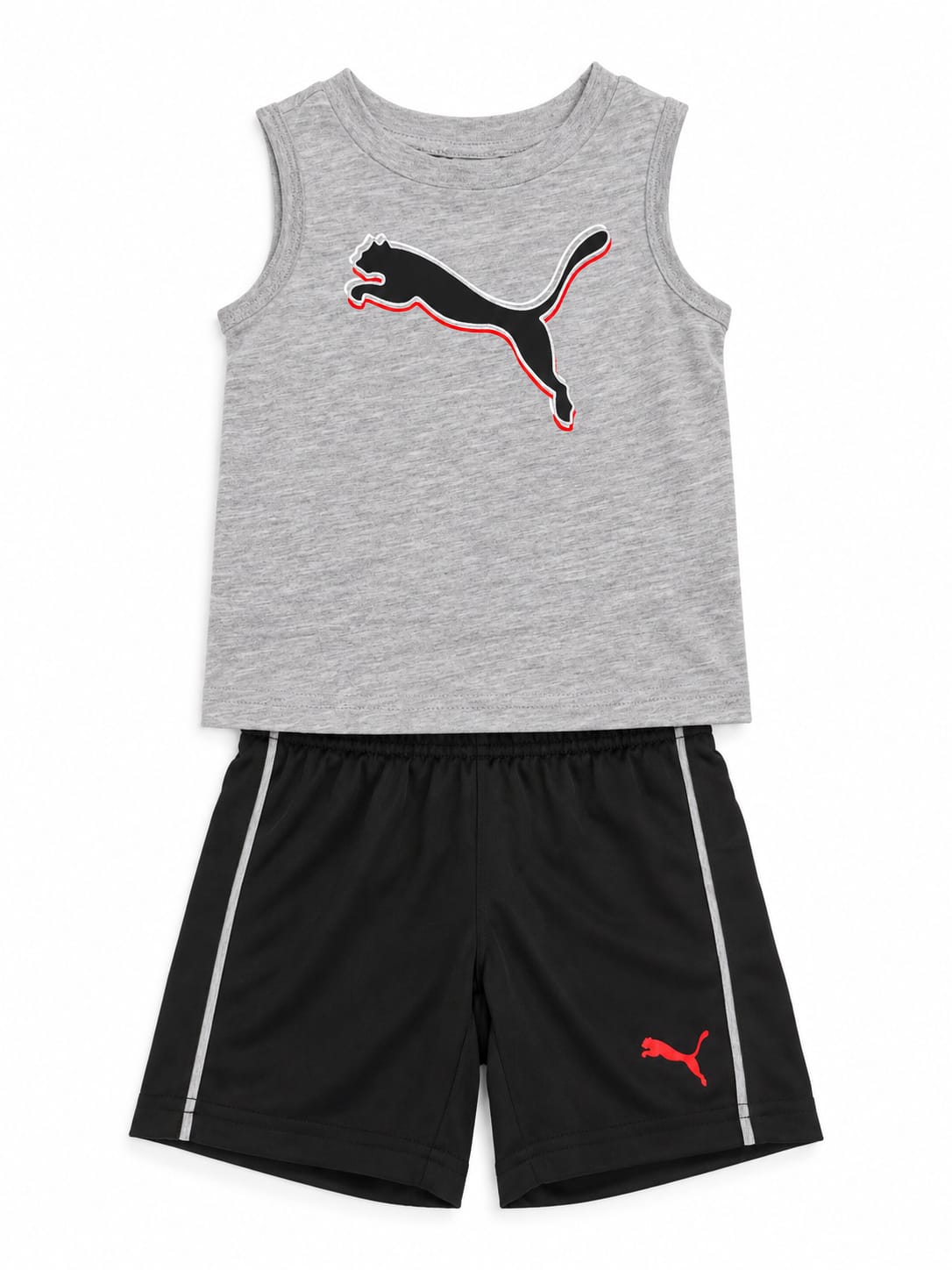 Conjunto para bebé de 12 meses con camiseta sin mangas y short gris y negro