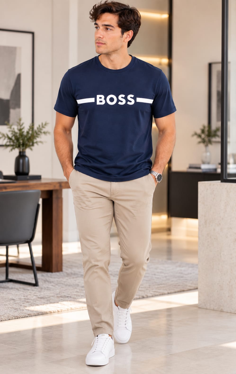 Playera BOSS para Hombre Azul Marino de Manga Corta