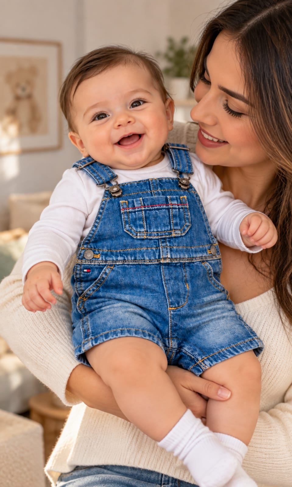 Overol corto Tommy Hilfiger para bebé 3-6 meses azul de mezclilla