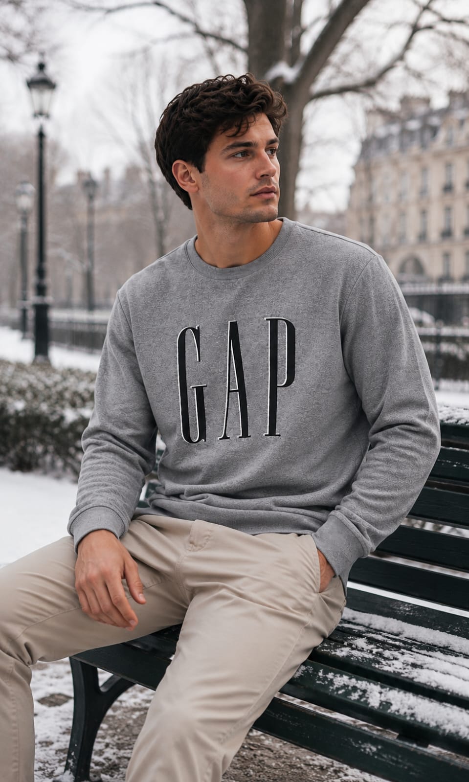 Sudadera GAP Para Hombre Color Gris Cuello Redondo Sin Gorro