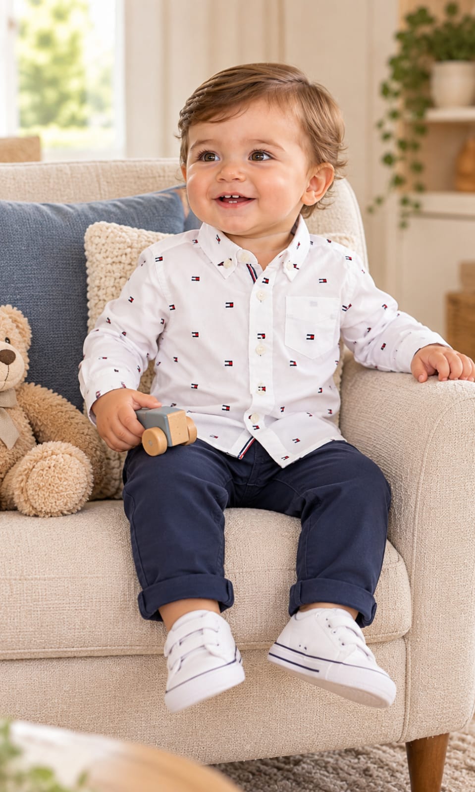 Camisa de manga larga para bebé de 12 meses en blanco – Tommy Hilfiger