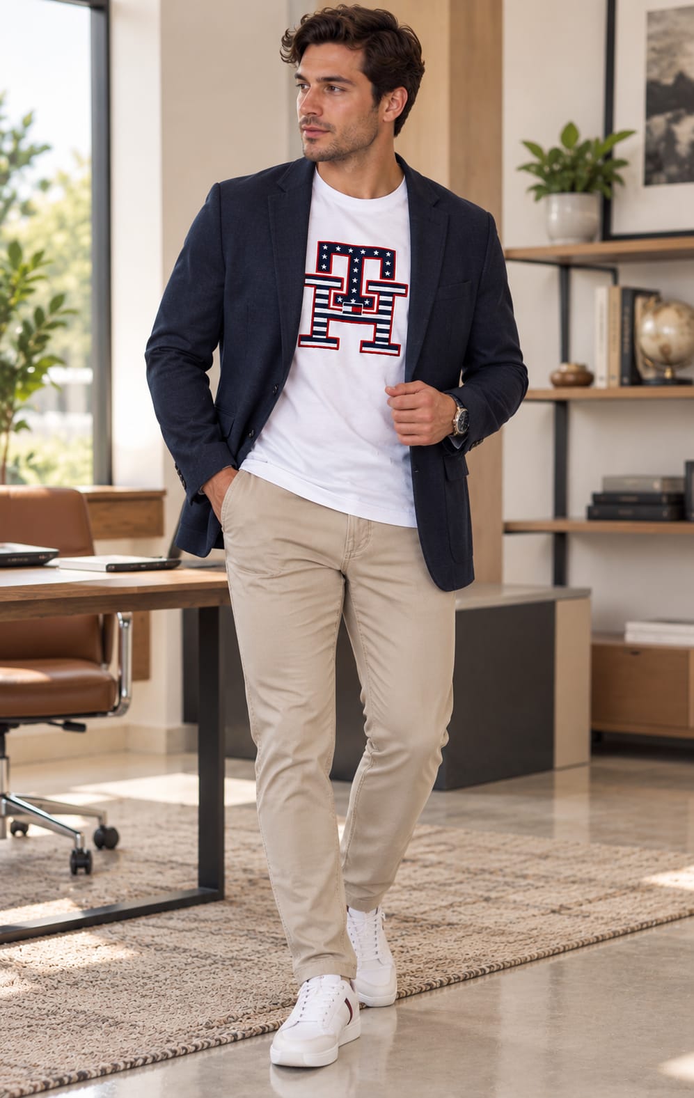Playera para Hombre Blanca de Manga Corta Tommy Hilfiger