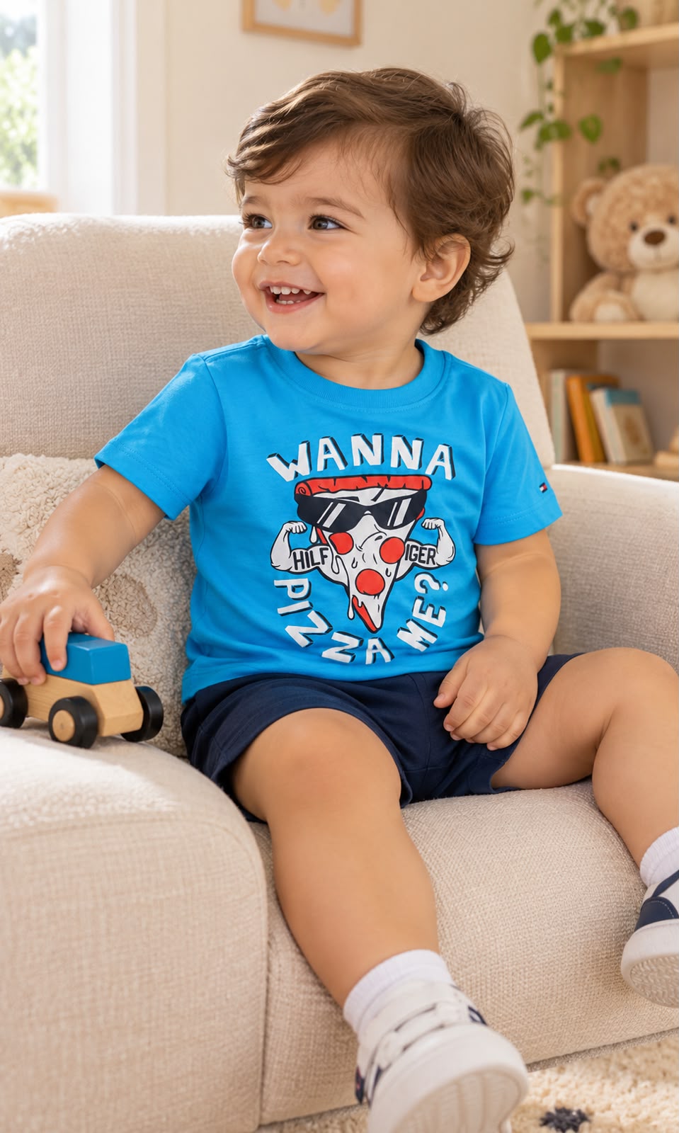 Playera Tommy Hilfiger para Bebé Talla 18 Meses Color Celeste