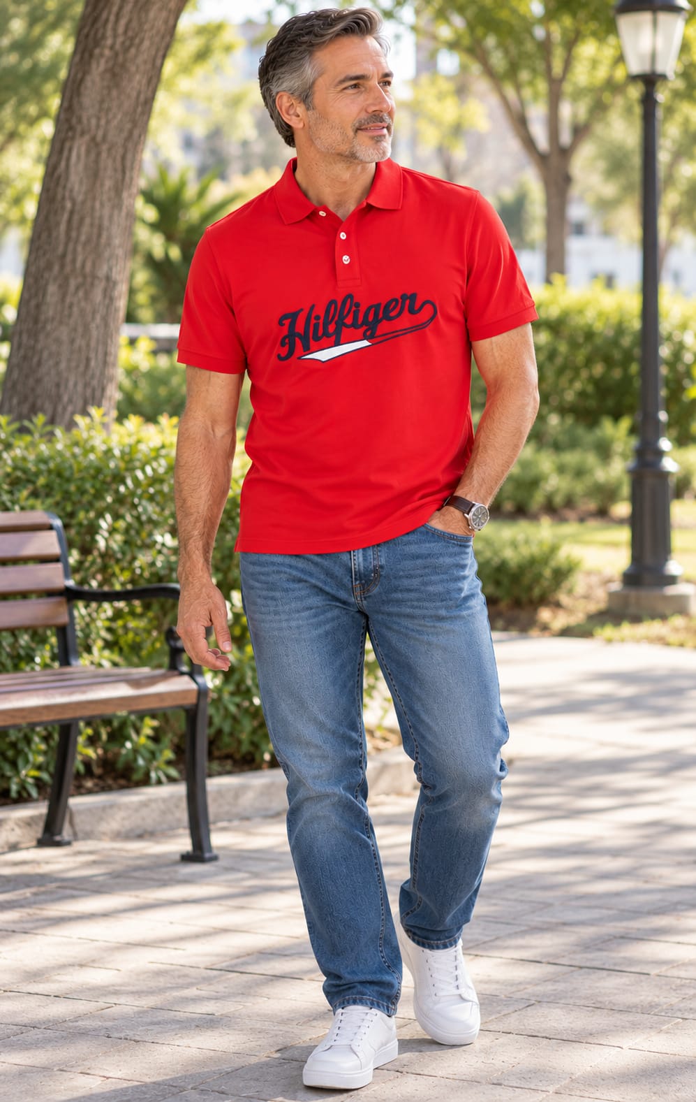 Playera para Hombre Roja con Diseño Gráfico al Frente Tommy Hilfiger